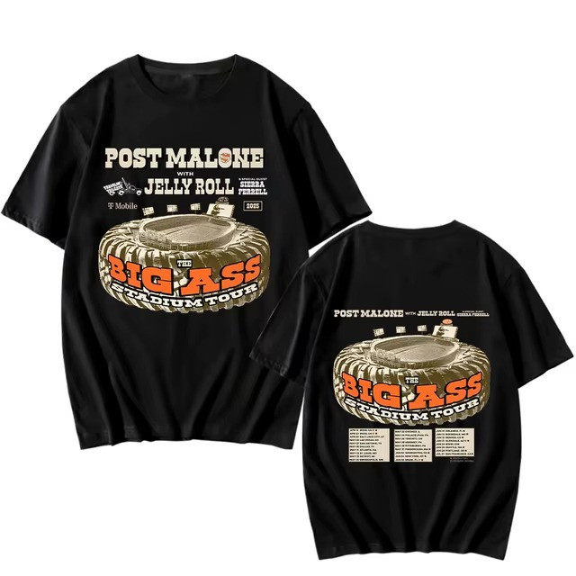 Post Malone Jelly Roll The Big Ass Stadium Tour Merch T-Shirt 2025 Apparel Fan Merch Items Oregontrailrvpk Shirt