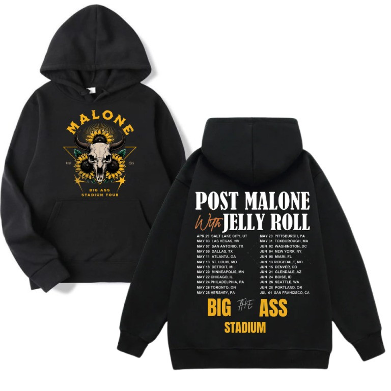 Post Malone The Big Ass Stadium Tour Merch Hoodie Jelly Roll Best