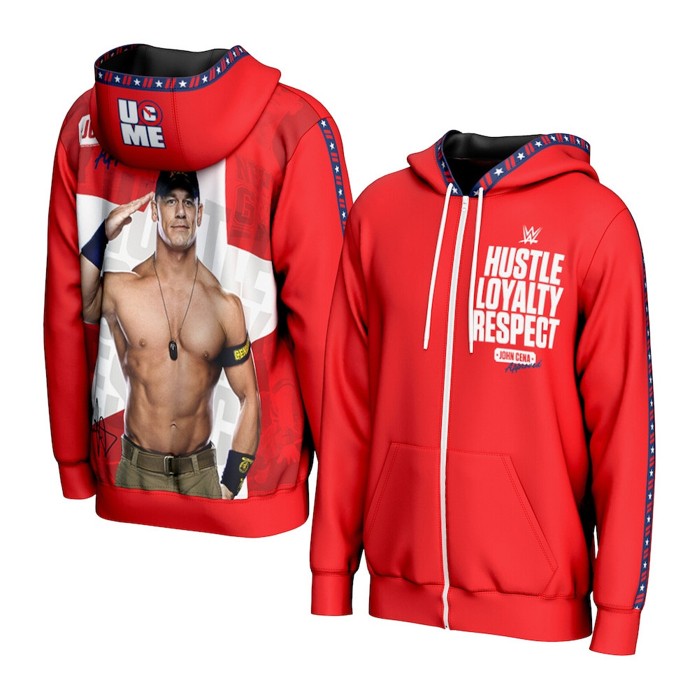 ProSphere Red John Cena Hustle Loyalty And Respect Hoodie Useful Gifts For Dad