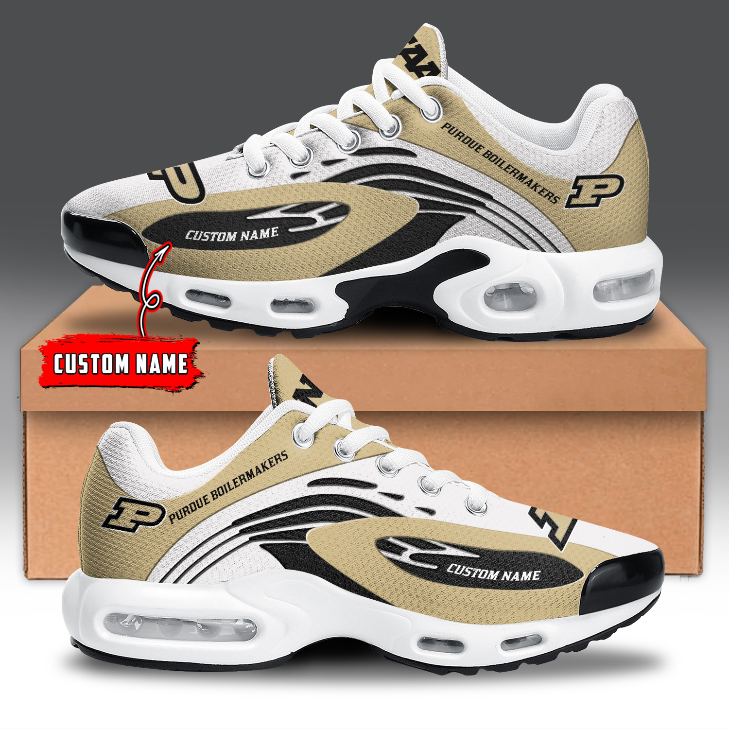 Purdue Boilermakers Air Max Plus Shoes Sneakers For Men And Women