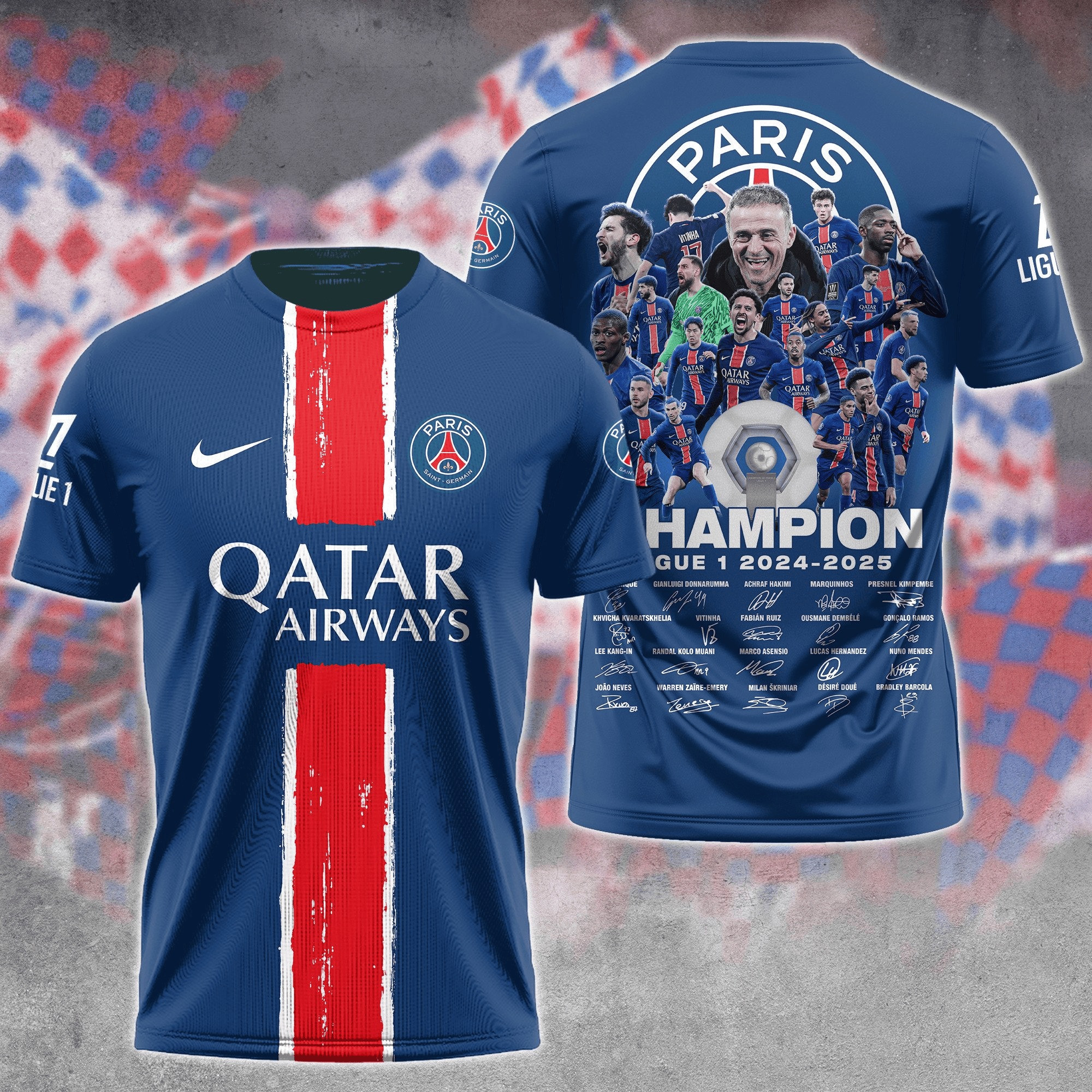 Qatar Airways Parisiens And Champions Ligue 1 2024 2025 Shirt Oregontrailrvpk Shirt