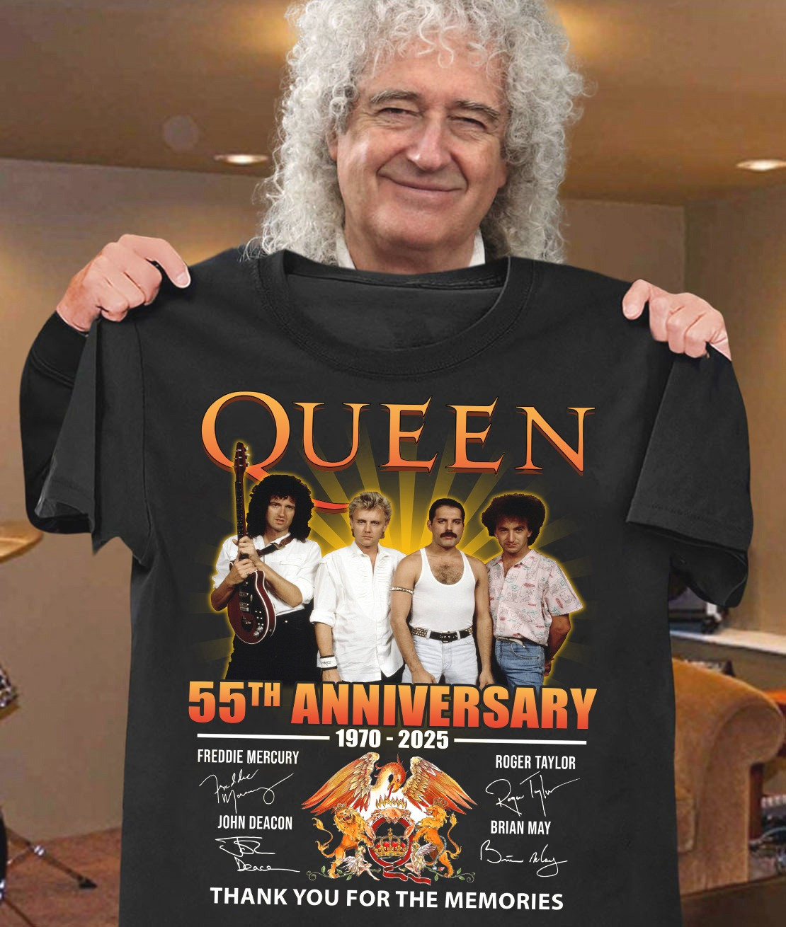 Queen 55Th Anniversary 1970-2025 Shirt Thank You For The Memories Best Gifts For Queen Fans Oregontrailrvpk Shirt