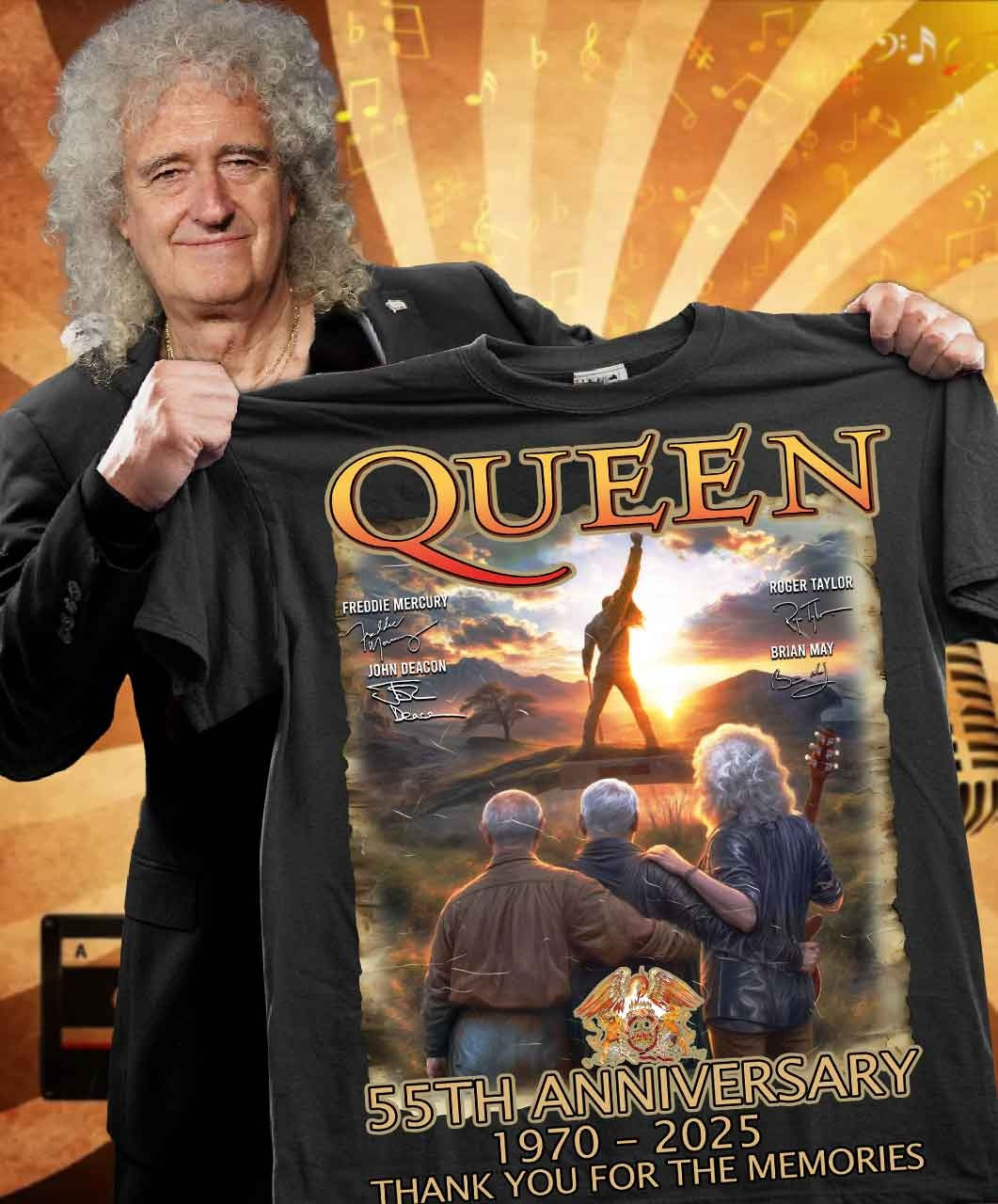 Queen 55Th Anniversary 1970-2025 Thank You For The Memories Shirt Gifts For Queen Fans Oregontrailrvpk Shirt