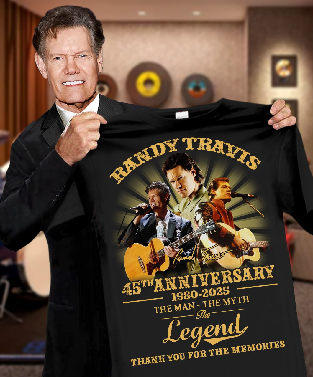 Randy Travis 45Th Anniversary 1980-2025 T-Shirt Thank You For The Memories Oregontrailrvpk Shirt