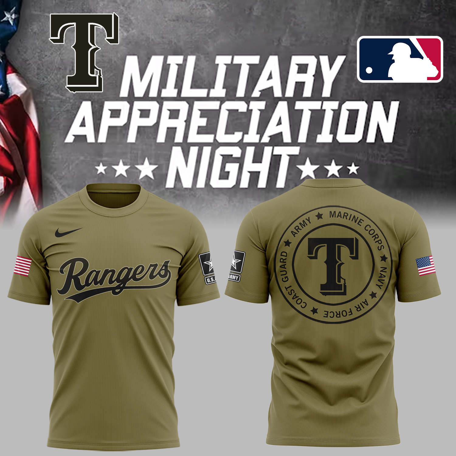 Rangers x Military Appreciation Night T-Shirt Unique Baseball Gifts Oregontrailrvpk Shirt