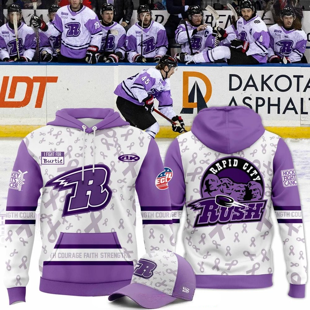 Rapid City Rush Fights Cancer 2025 Comfort Hoodie Best Gifts For Hockey Lovers