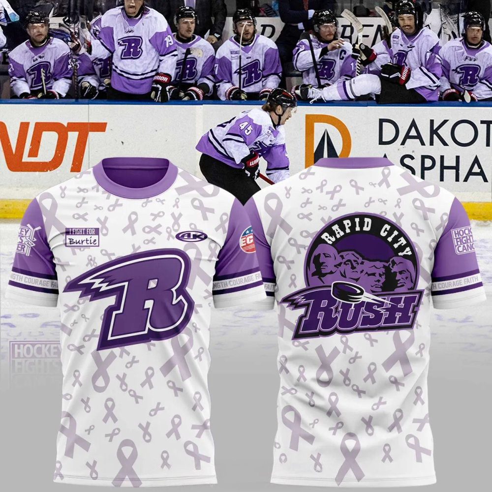 Rapid City Rush Fights Cancer 2025 T-Shirt Top Father's Day Gifts Oregontrailrvpk Shirt