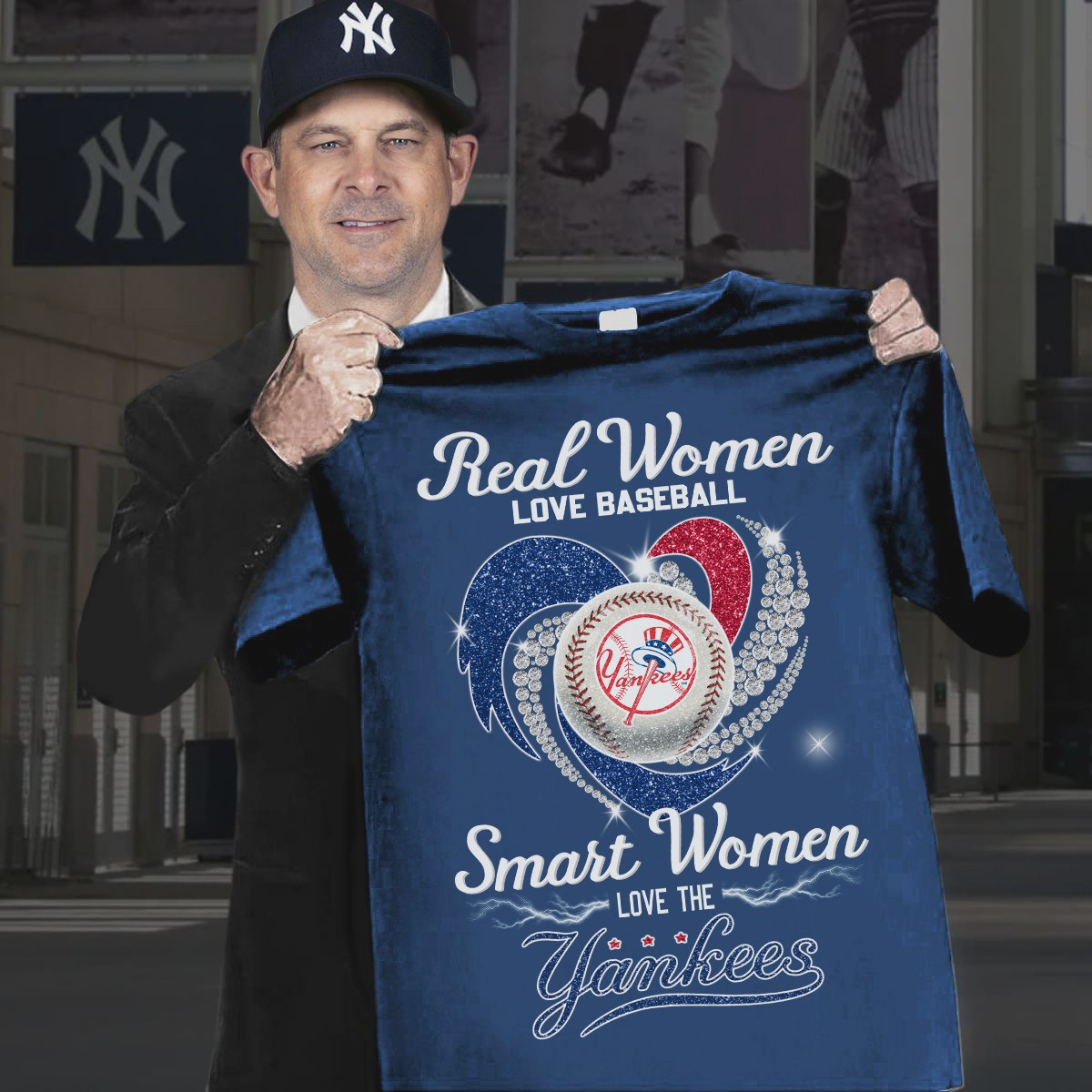 Real Women Love Baseball Smart Love NY Yankees T-Shirt Best For Her Oregontrailrvpk Shirt