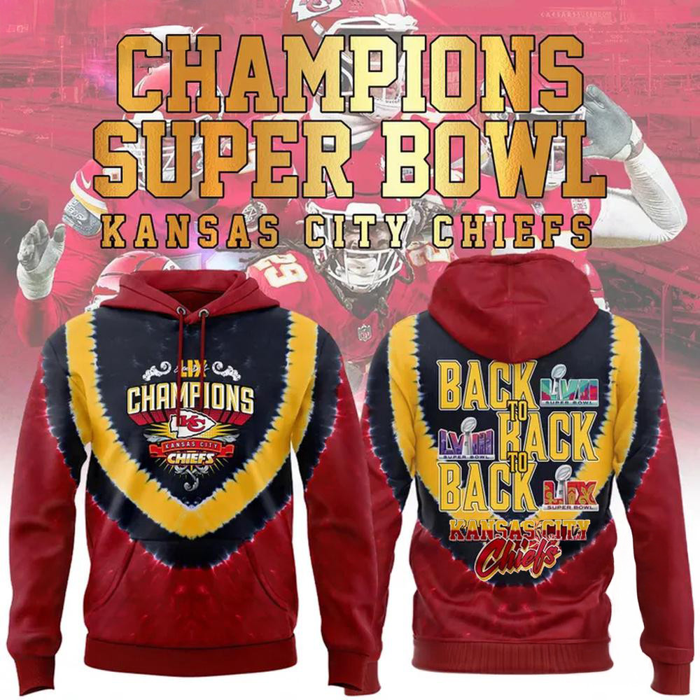Red Kansas City Chiefs Super Bowl LIX Champions Shield Hoodie Football