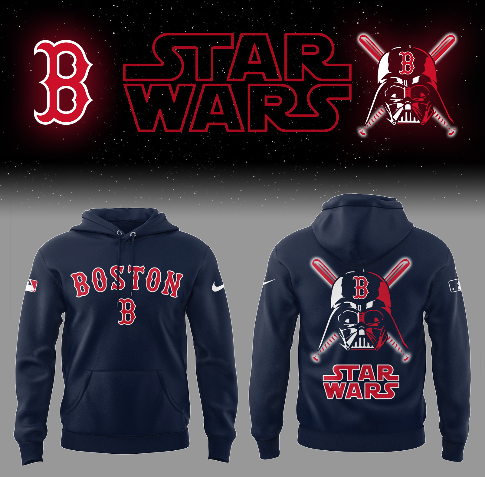 Red Sox Baseball 2025 Red Sox x Star Wars Navy Hoodie Best Baseball Gifts Ideas