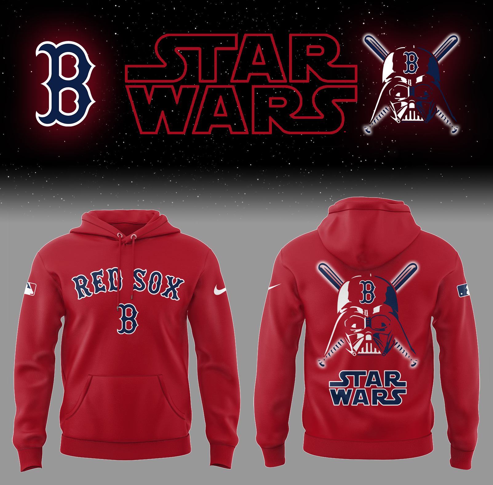 Red Sox Baseball 2025 Red Sox x Star Wars Red Hoodie Unique Baseball Gifts