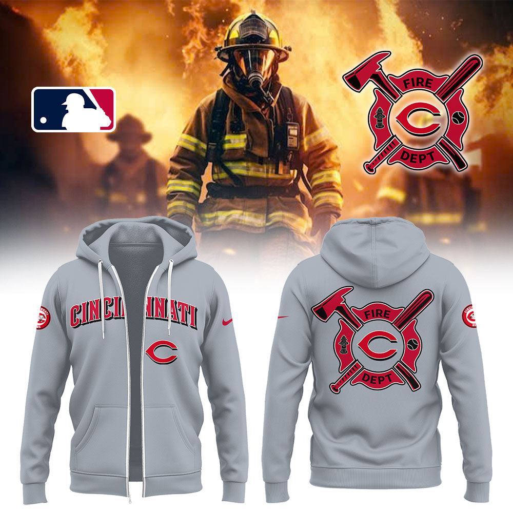 Reds x Firefighter Appreciation Night Zip Hoodie Unique Baseball Gifts