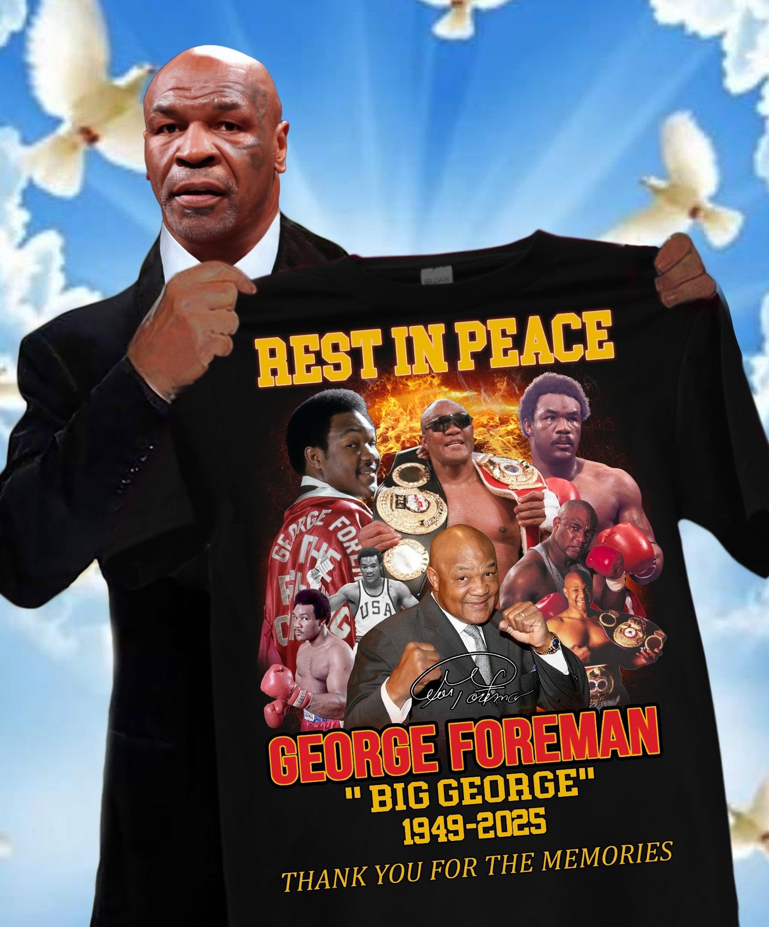 Rest In Peace RIP Big George Foreman T-Shirt Thank You For The Memories Oregontrailrvpk Shirt