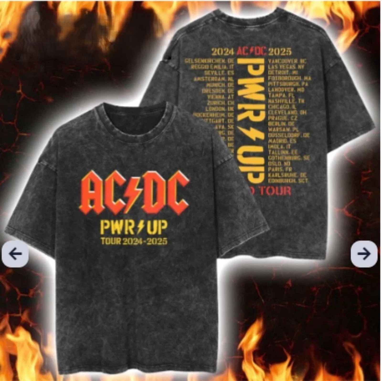 Retro ACDC Pwr Up Tour Shirt 2025 Music Related Gifts For Guys Oregontrailrvpk Shirt