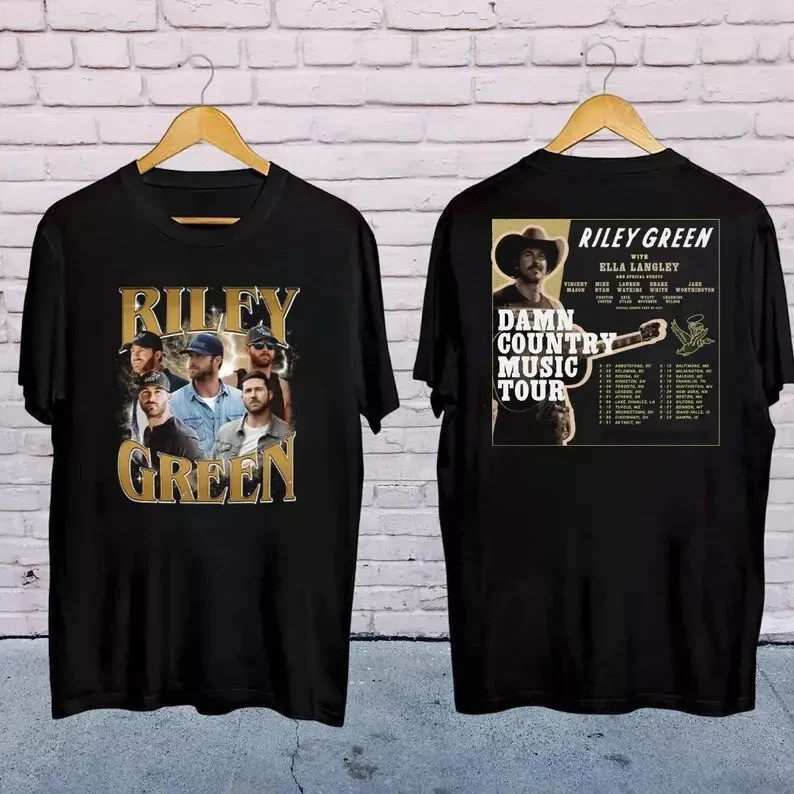 Riley Green Damn Country Music Tour 2025 Shirt Riley Green 2025 Concert Riley Oregontrailrvpk Shirt