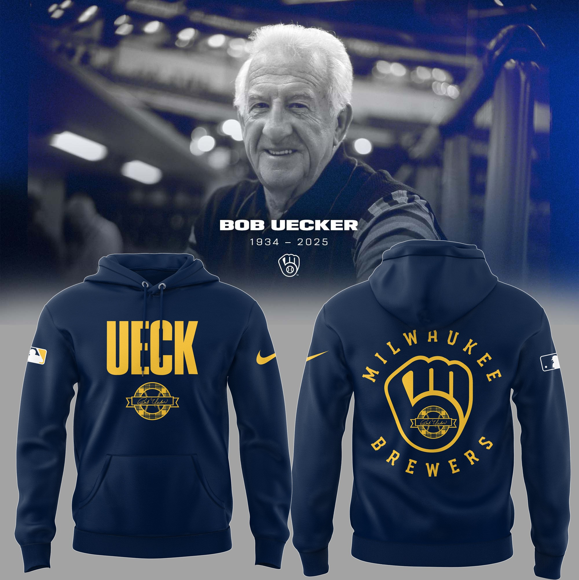 RIP Bob Uecker Hoodie Milwaukee Brewers Honoring The Legend Bob Uecker In Memory Hoodie