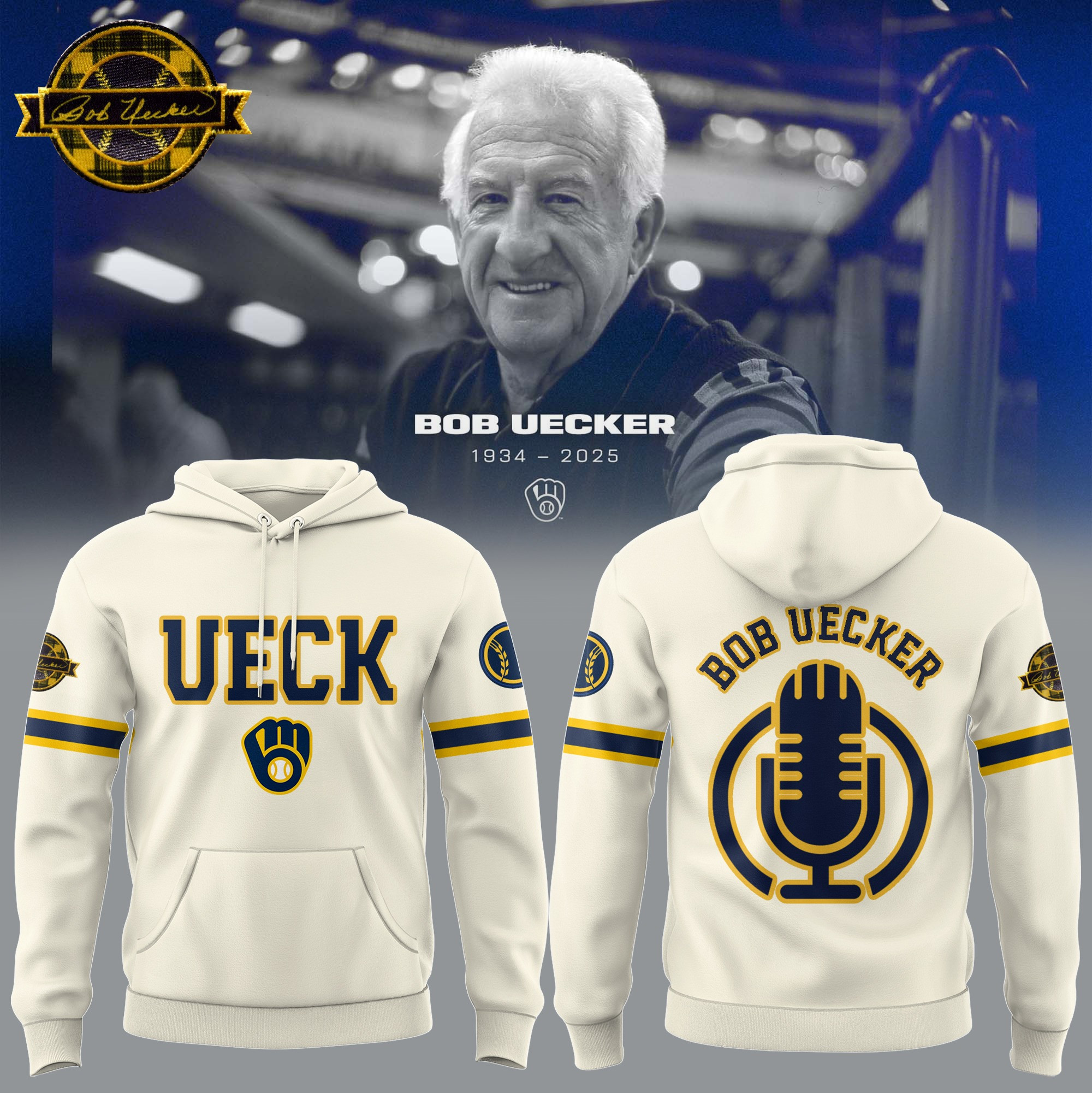 RIP In Memory Of Bob Uecker Hoodie Honoring The Legend Brewers Icon Baseball Hall Of UECK