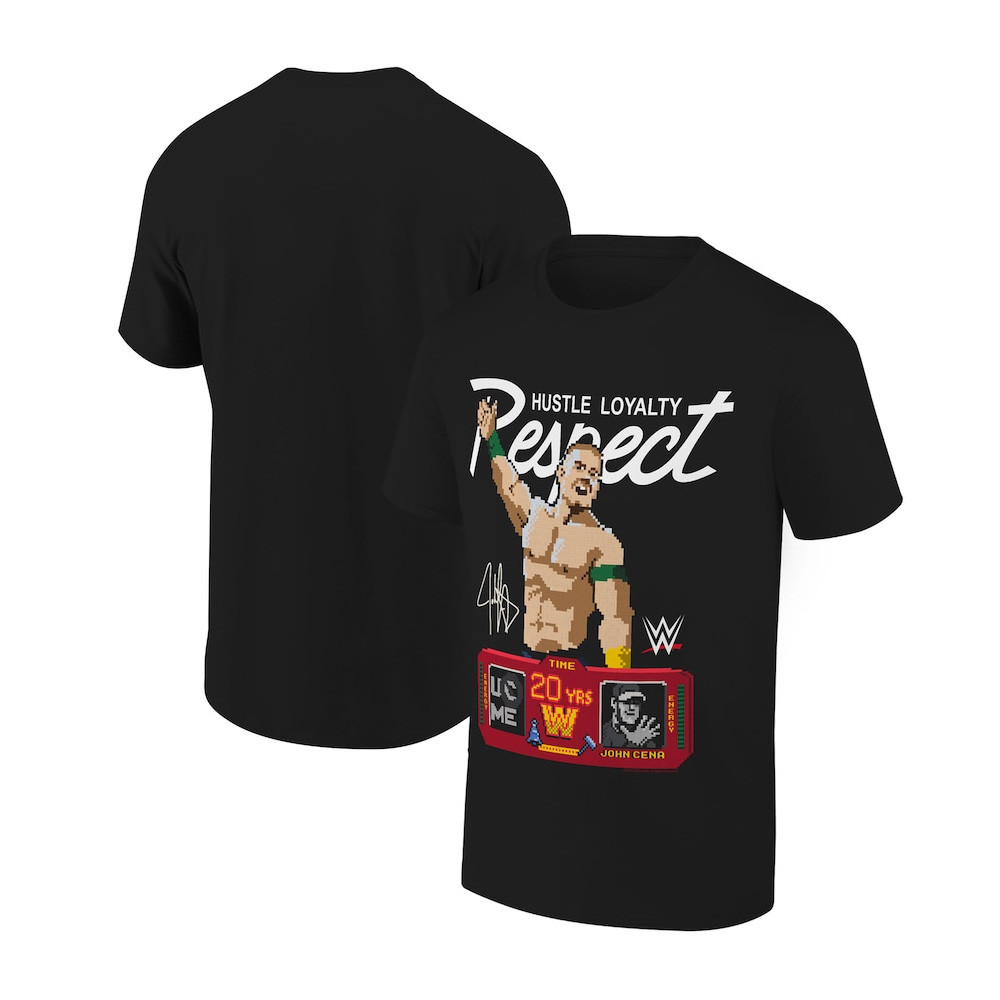 Ripple Junction Black John Cena Hustle Loyalty Respect Pixelated Graphic T-Shirt Oregontrailrvpk Shirt