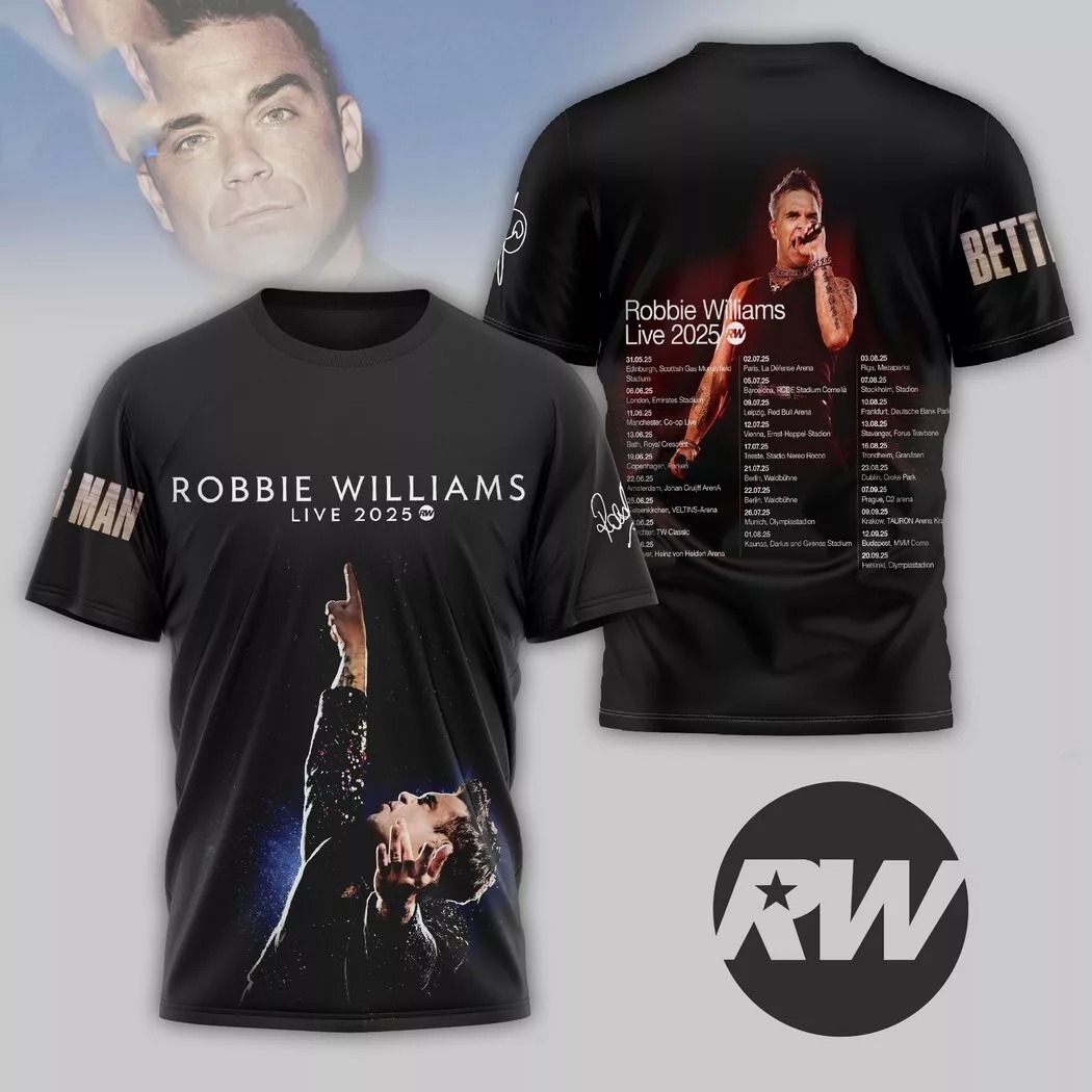 Robbie Williams Live 2025 Signature 3D T-Shirt Music Related Gifts For Guys Oregontrailrvpk Shirt