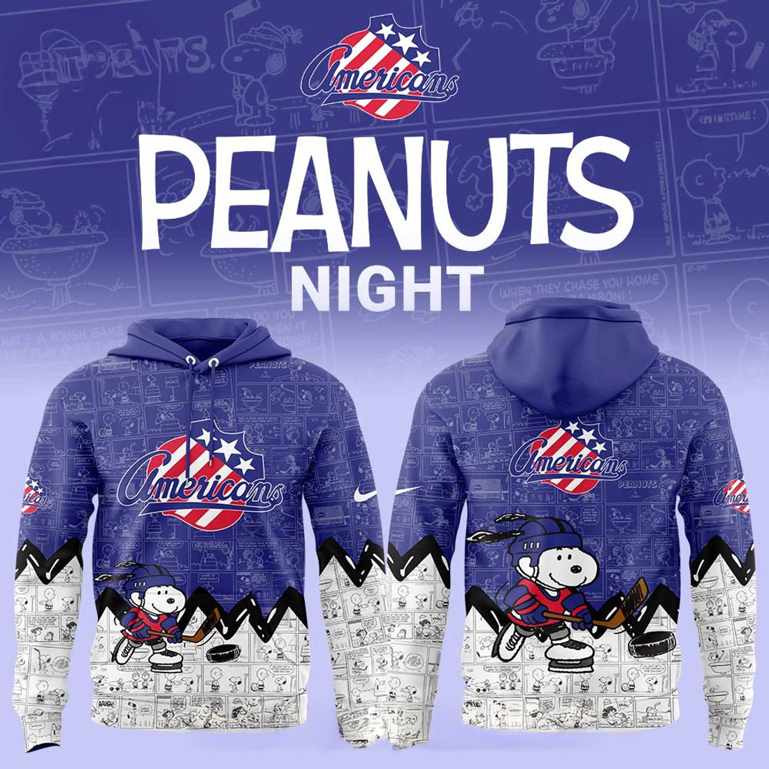 Rochester Americans Anniversary Peanuts Hoodie Best Gifts For Hockey Lovers
