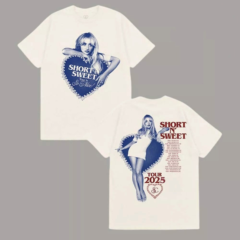 Sabrina Carpenter Short n Sweet Tour Merch Ivory Heart Tour Shirt Oregontrailrvpk Shirt