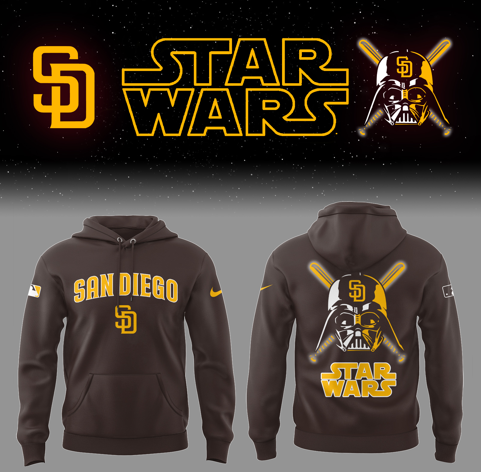 San Diego Padres Baseball 2025 Limited San Diego Padres X Star Wars Brown Hoodie Baseball