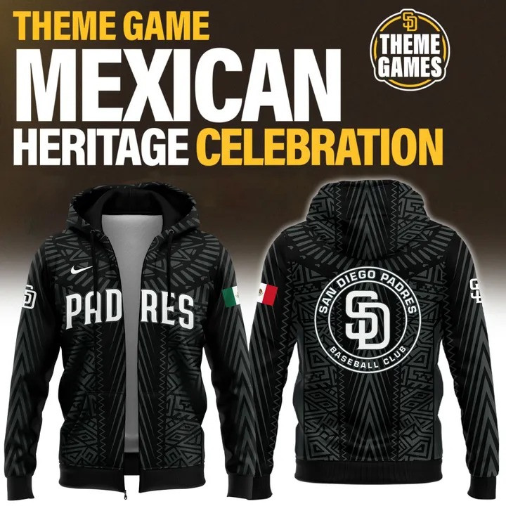 San Diego Padres Mexican Heritage Celebration Zip Up Hoodie Men's Baseball Padres