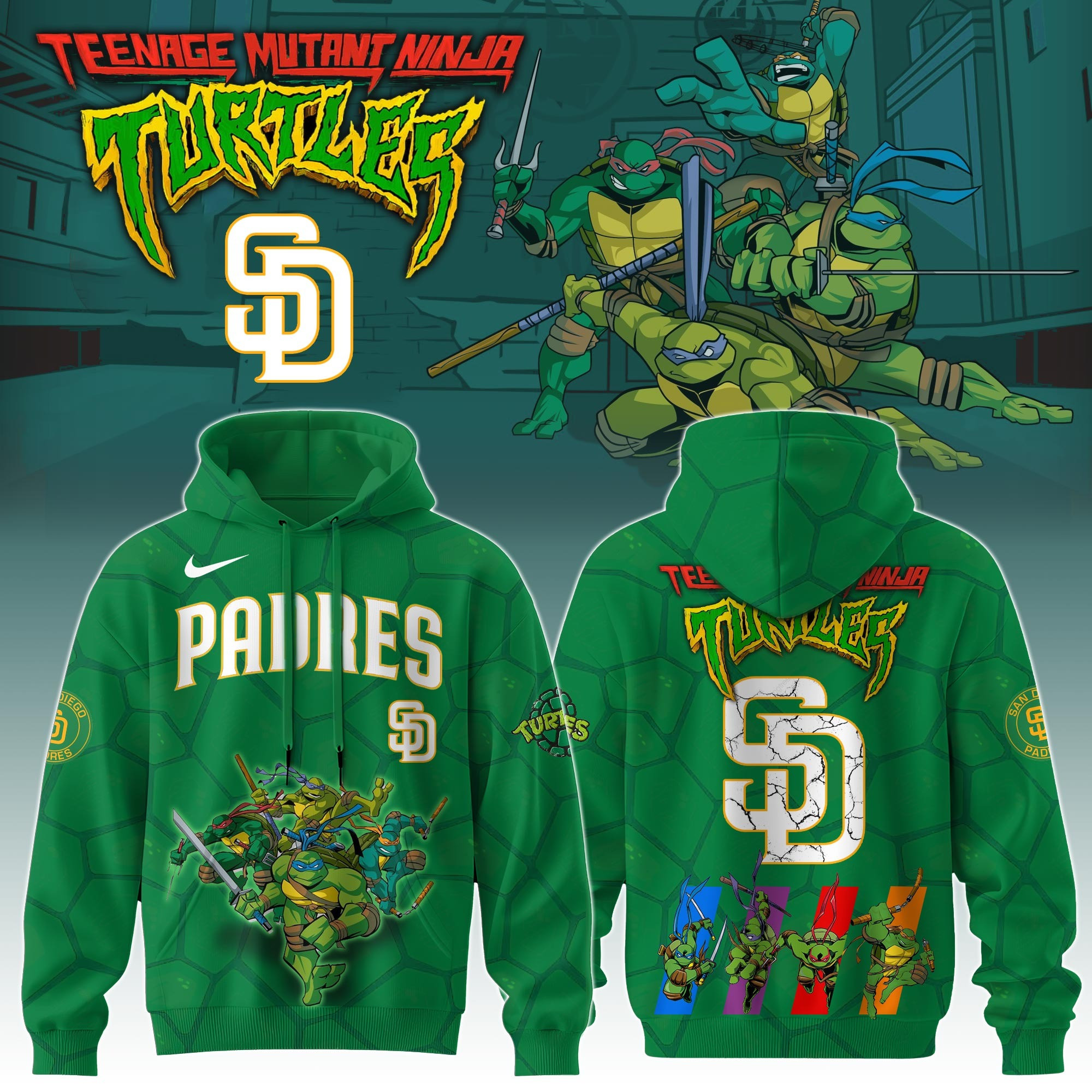 San Diego Padres MLB X Ninja Turtles Hoodie Fan Merch Ninja Turtles Lovers Gifts For Him