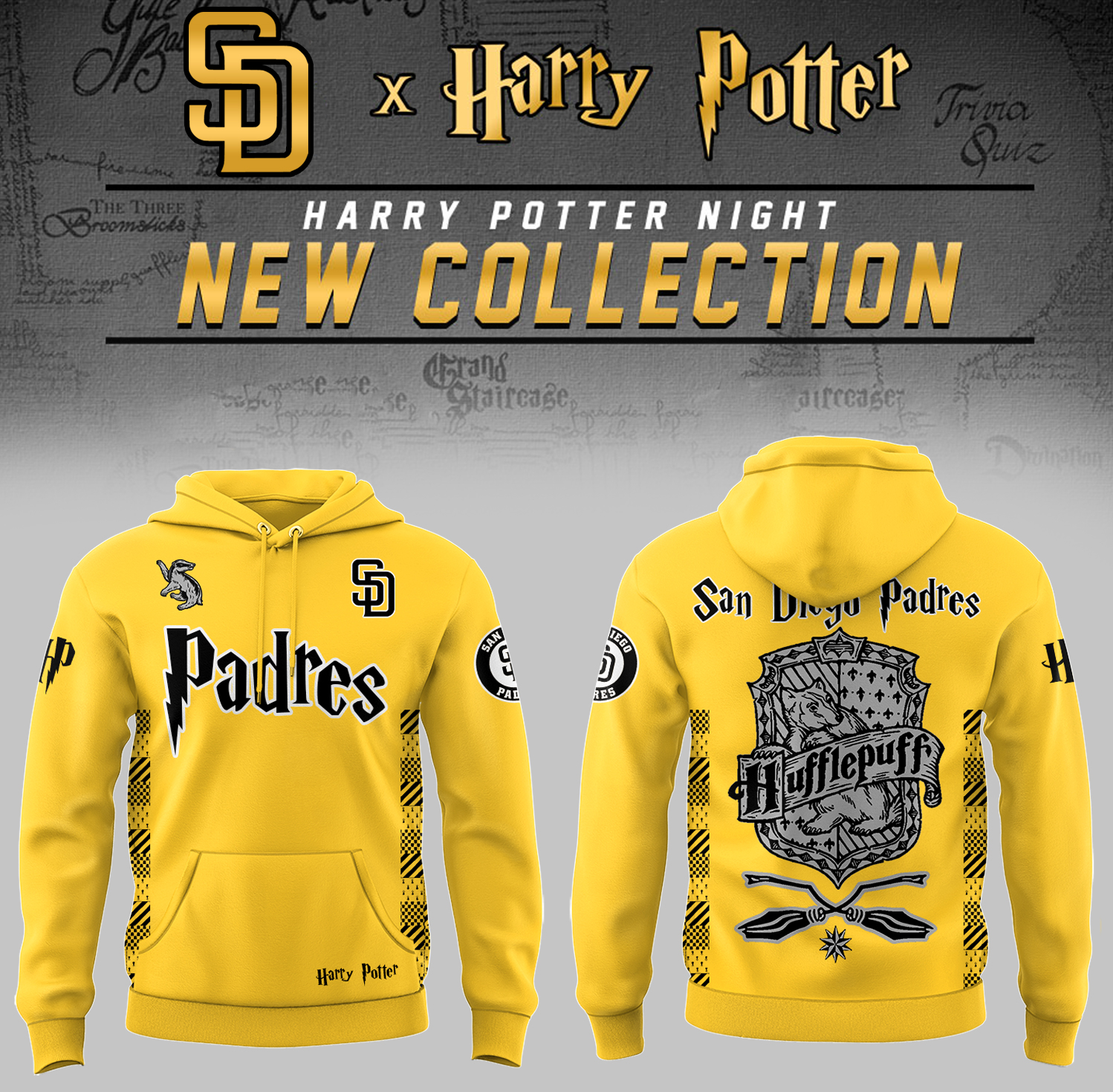 San Diego Padres x Harry Potter Night Hufflepuff House Hoodie Baseball