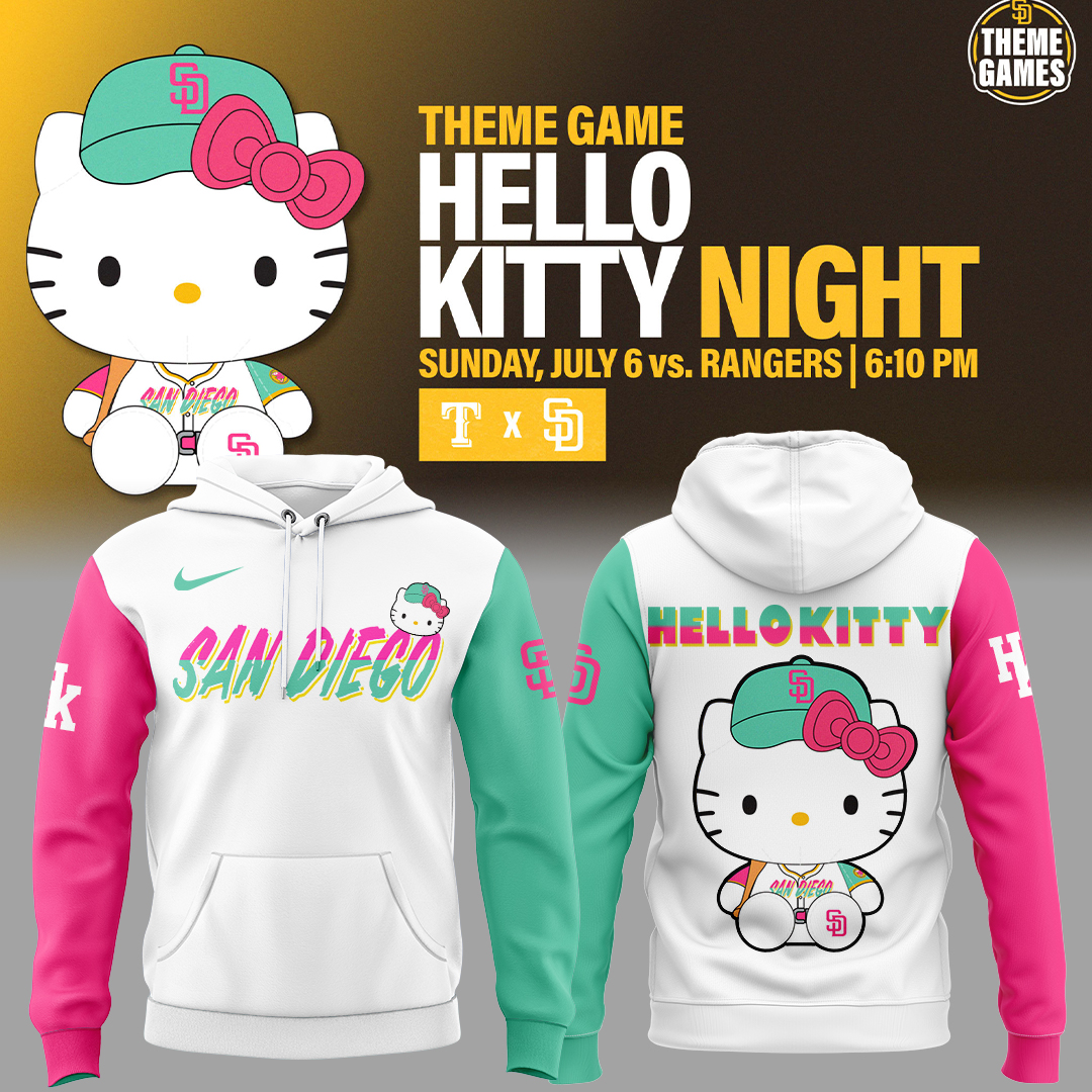 San Diego Padres x Hello Kitty Night Hoodie Baseball Coach Gift Ideas