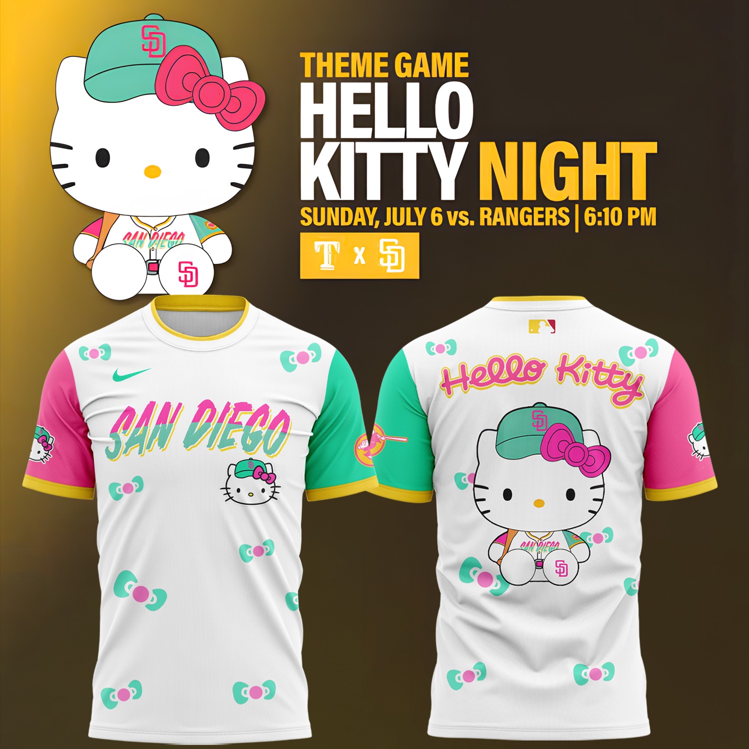 San Diego Padres x Hello Kitty Night T-Shirt Best Baseball Gifts Ideas Oregontrailrvpk Shirt