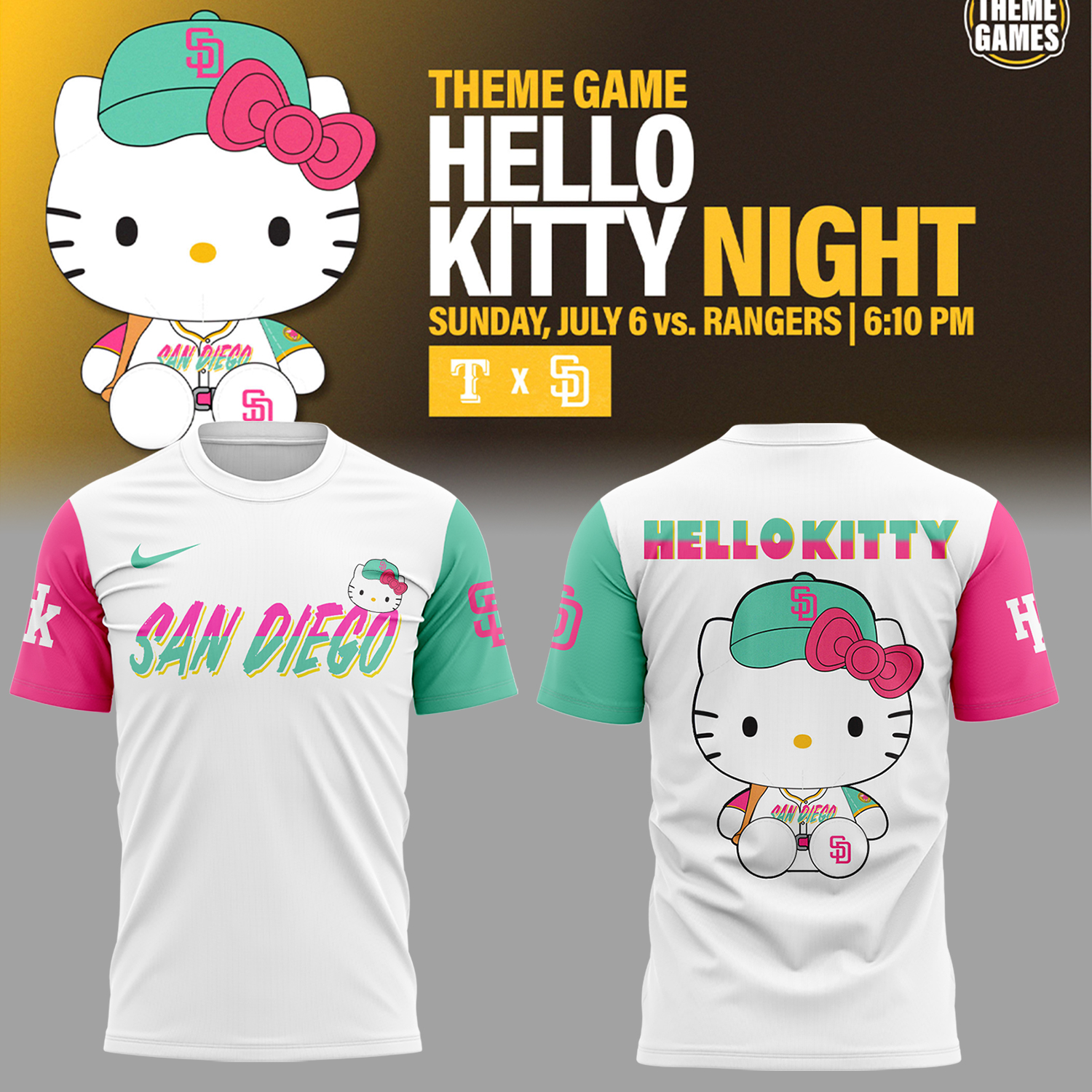 San Diego Padres x Hello Kitty Night T-Shirt Gift Ideas For Baseball Players Oregontrailrvpk Shirt