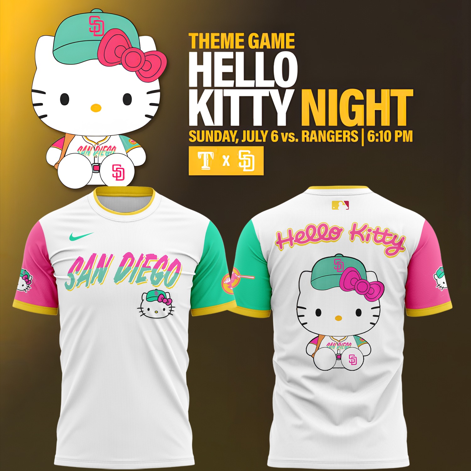 San Diego Padres x Hello Kitty Night T-Shirt Oregontrailrvpk Shirt