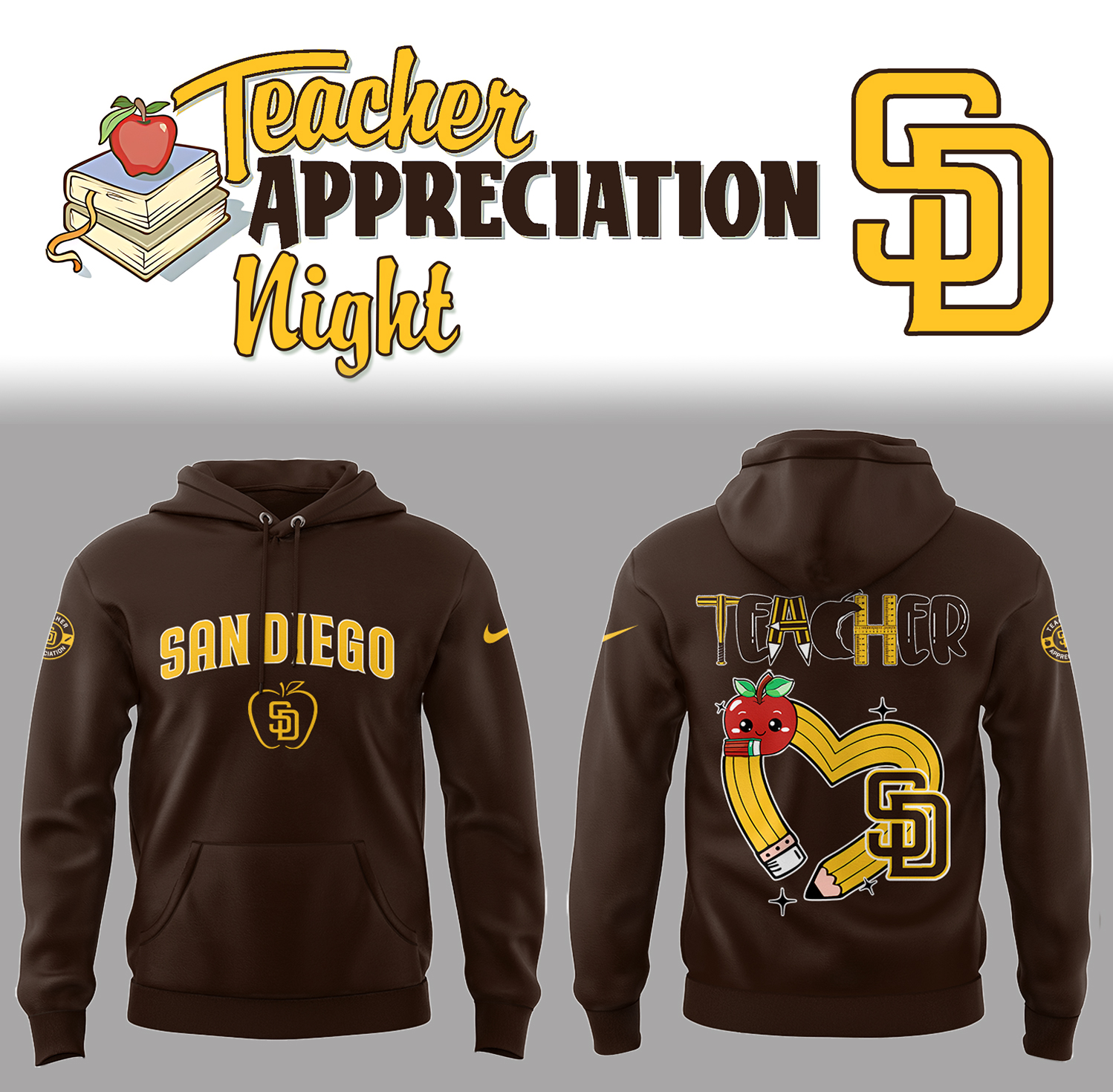 San Diego Padres x Teacher Appreciation Night Hoodie Gift Ideas For Baseball Players