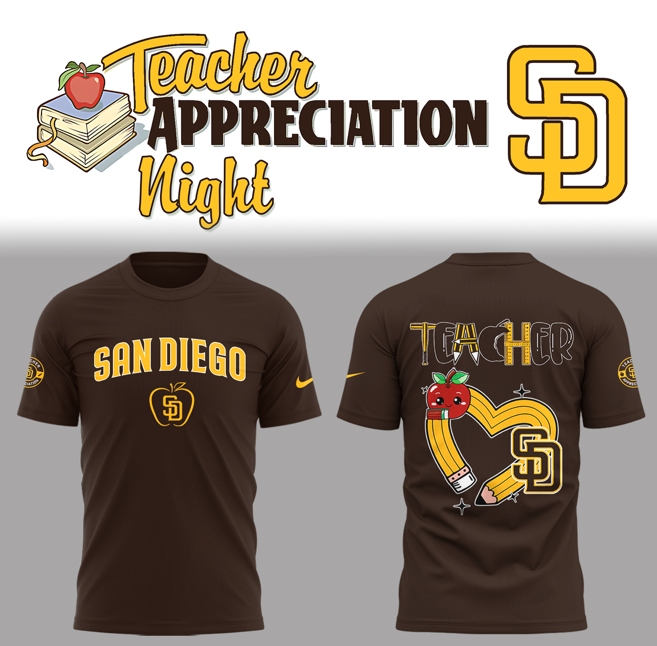 San Diego Padres x Teacher Appreciation Night T-Shirt Baseball Coach Gift Ideas Oregontrailrvpk Shirt