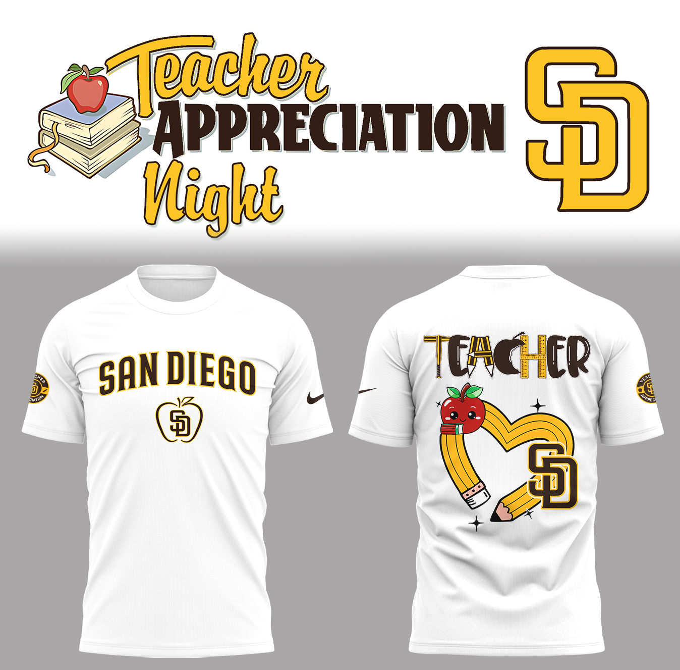San Diego Padres x Teacher Appreciation Night T-Shirt Baseball Father's Day Gifts Oregontrailrvpk Shirt