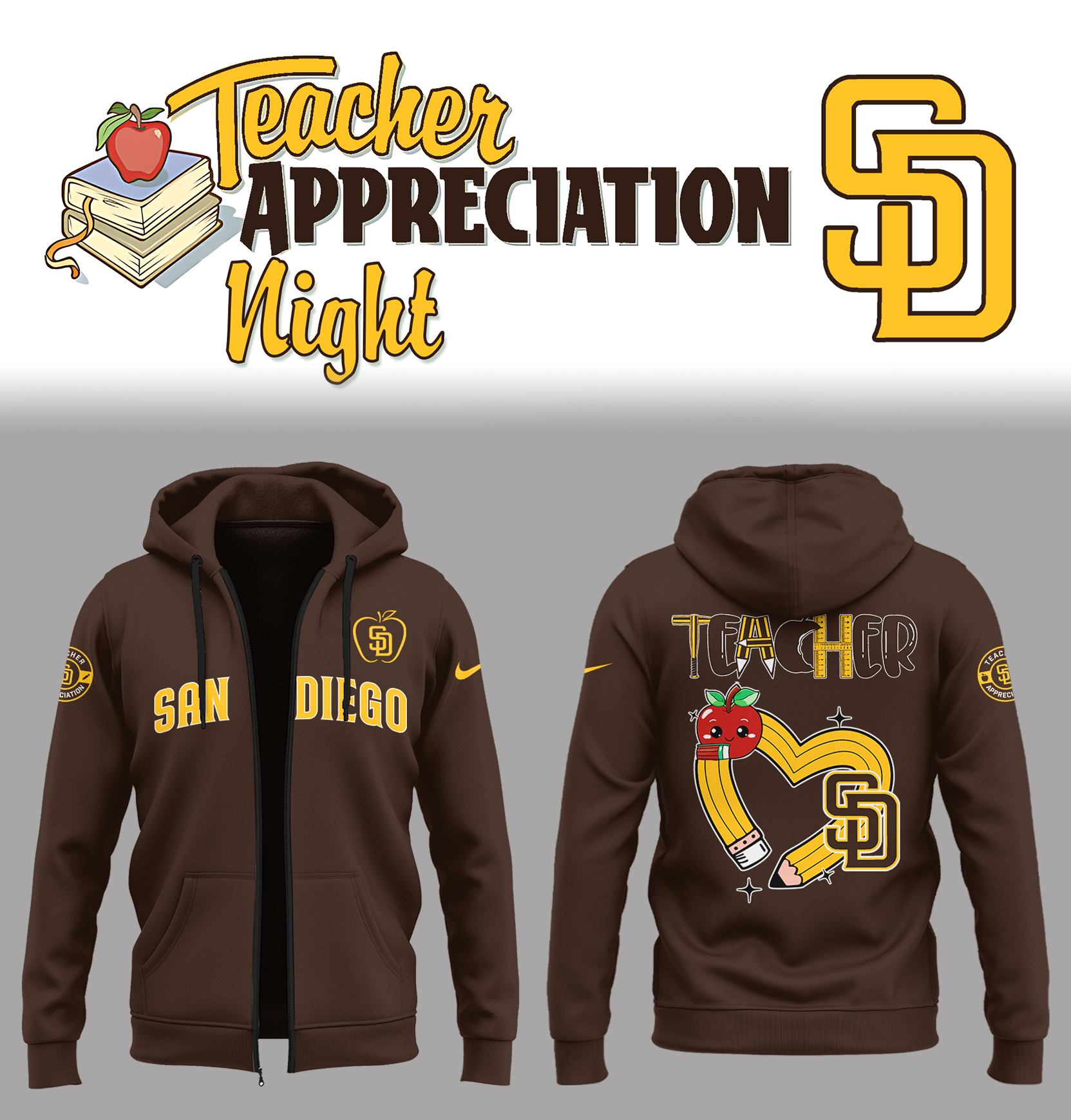 San Diego Padres x Teacher Appreciation Night Zip Hoodie