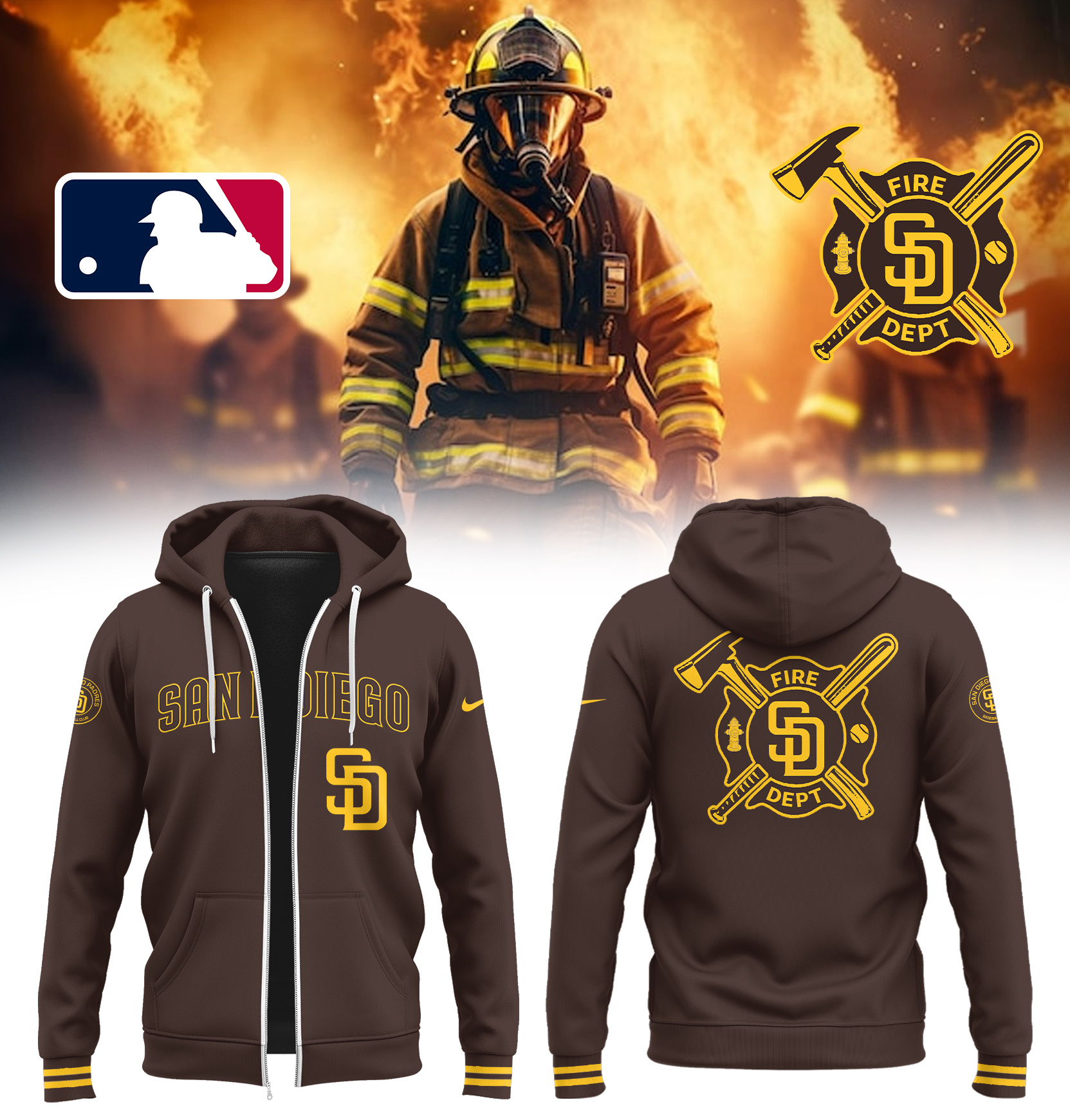 San Diego x Firefighter Appreciation Night Zip Hoodie Baseball