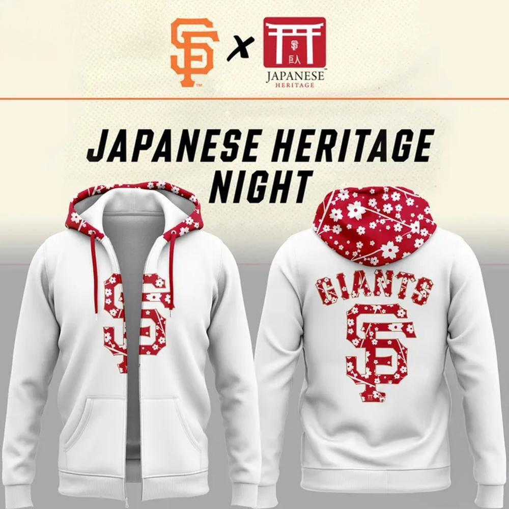 San Francisco Giants Japanese Heritage 2025 Zip Hoodie Baseball Team Gift Ideas