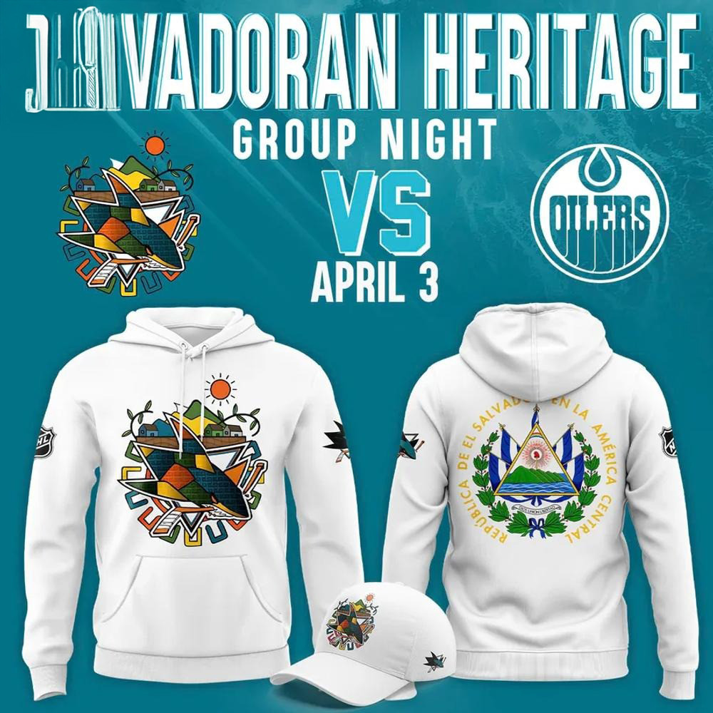 San Jose Sharks 2025 Salvadoran Heritage Night Hoodie Gifts For Ice Hockey Fans