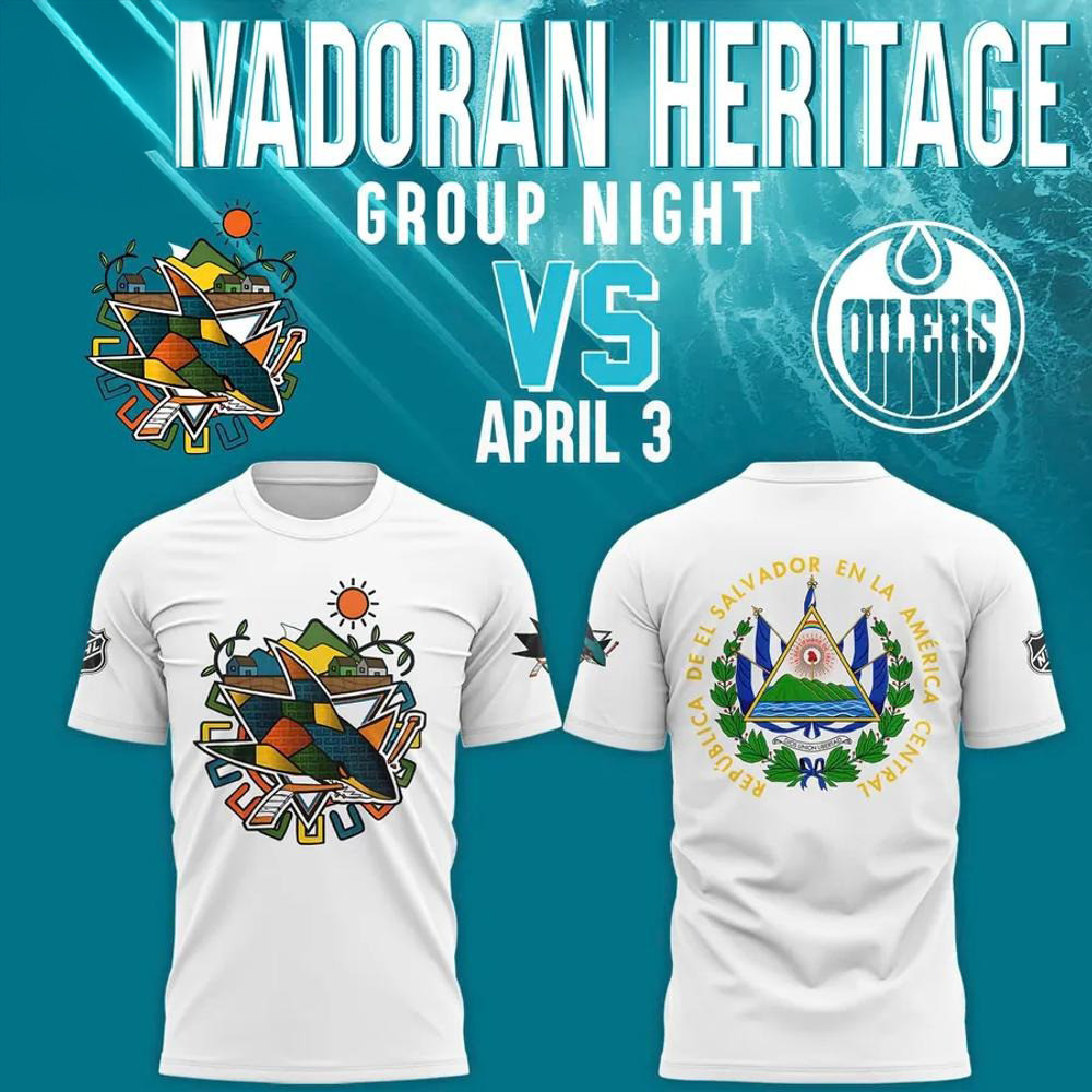 San Jose Sharks 2025 Salvadoran Heritage Night Shirt Gifts For Ice Hockey Fans Oregontrailrvpk Shirt