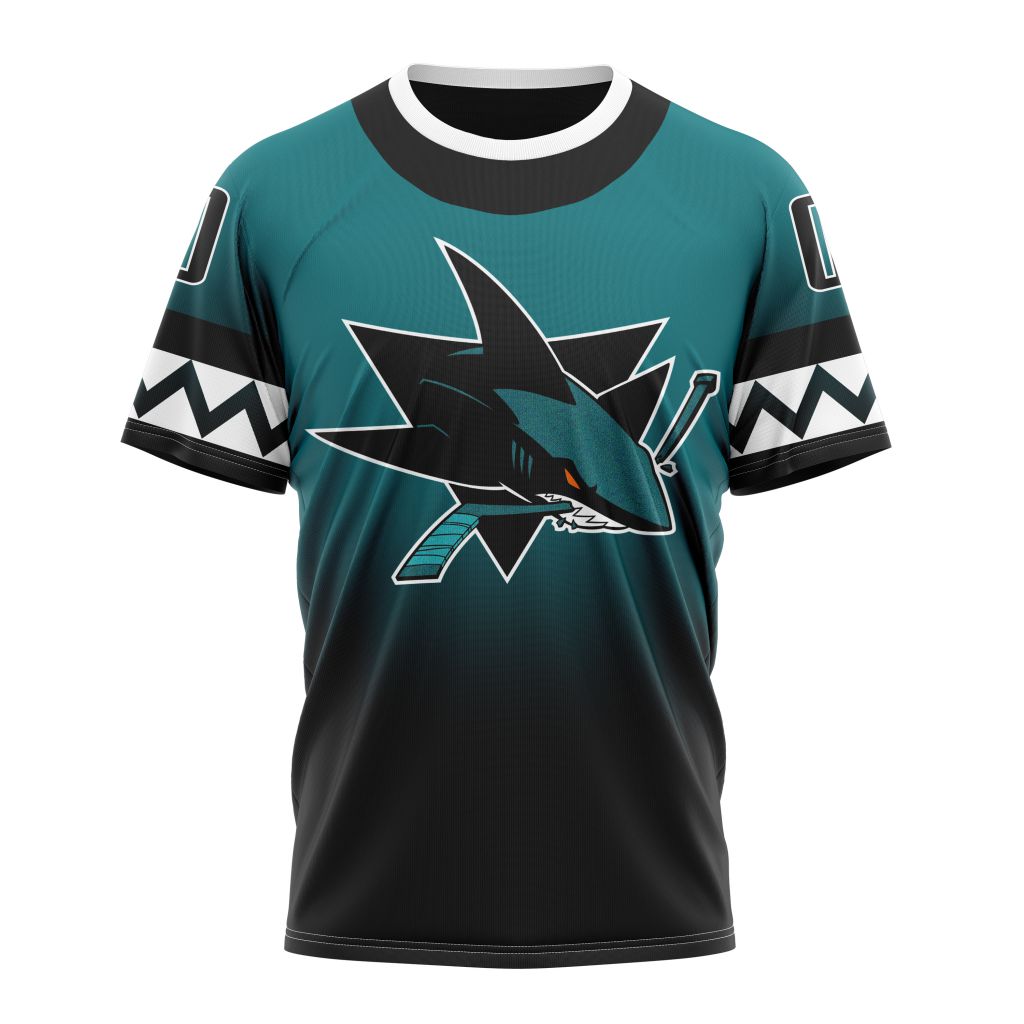 San Jose Sharks New Gradient Series Concept Personalized Name And Number T-Shirt Oregontrailrvpk Shirt