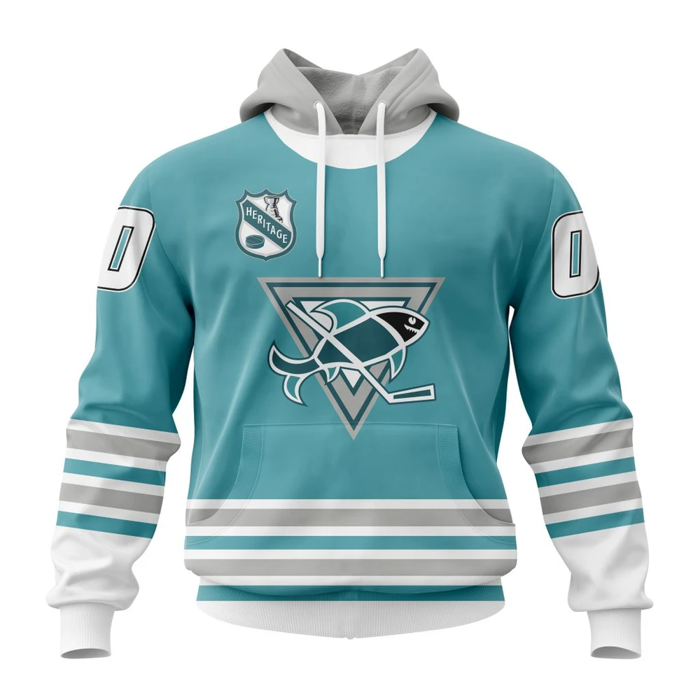 San Jose Sharks Personalized Heritage Design All Over Print Hoodie Style 66191