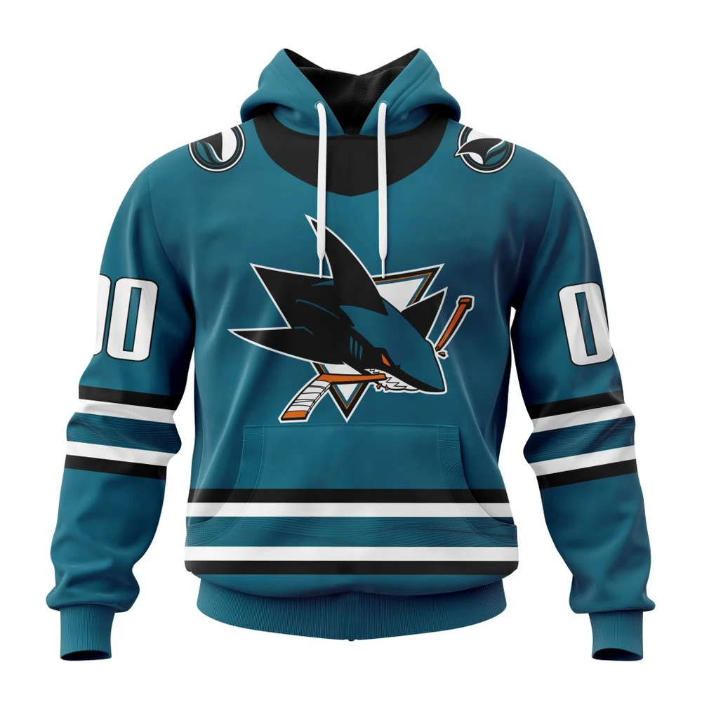 San Jose Sharks Personalized Home Kits All Over Print Hoodie Style 15891
