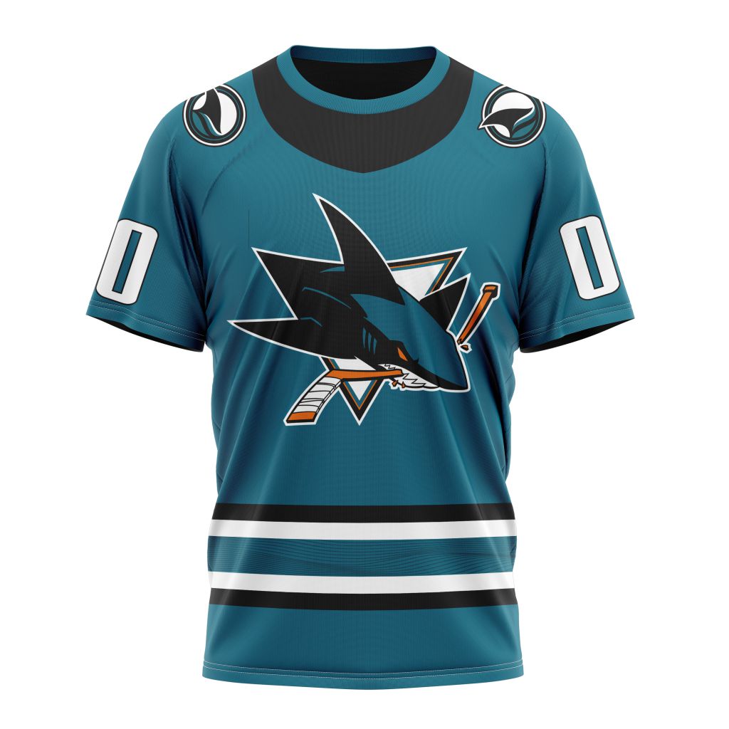 San Jose Sharks Personalized Home Kits Personalized Name And Number T-Shirt Oregontrailrvpk Shirt