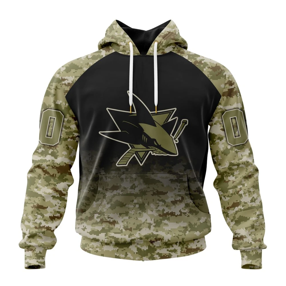 San Jose Sharks Special Camo Design For Veterans Day All Over Print Hoodie Style 42198