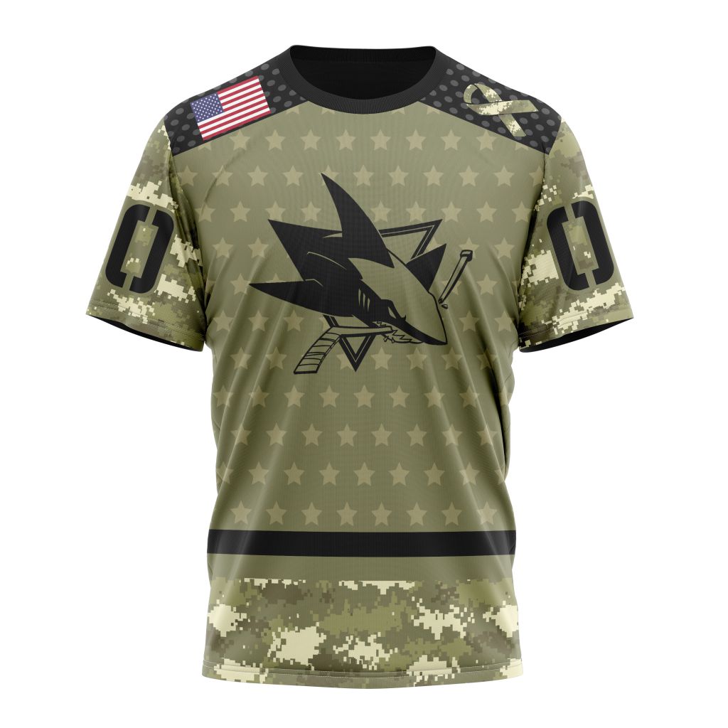 San Jose Sharks Special Camo Military Appreciation Personalized Name And Number T-Shirt Oregontrailrvpk Shirt