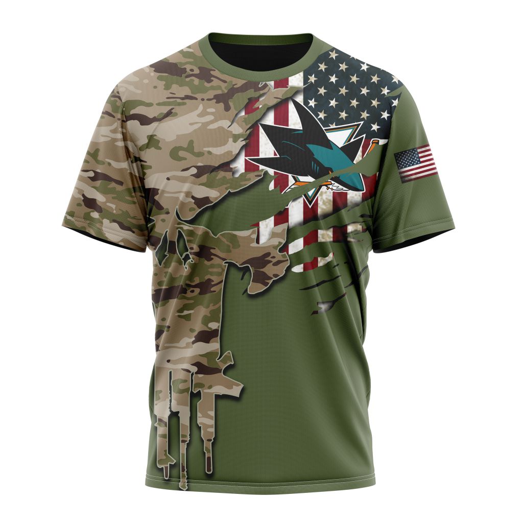 San Jose Sharks Special Camo Skull Design Personalized Name And Number T-Shirt Oregontrailrvpk Shirt