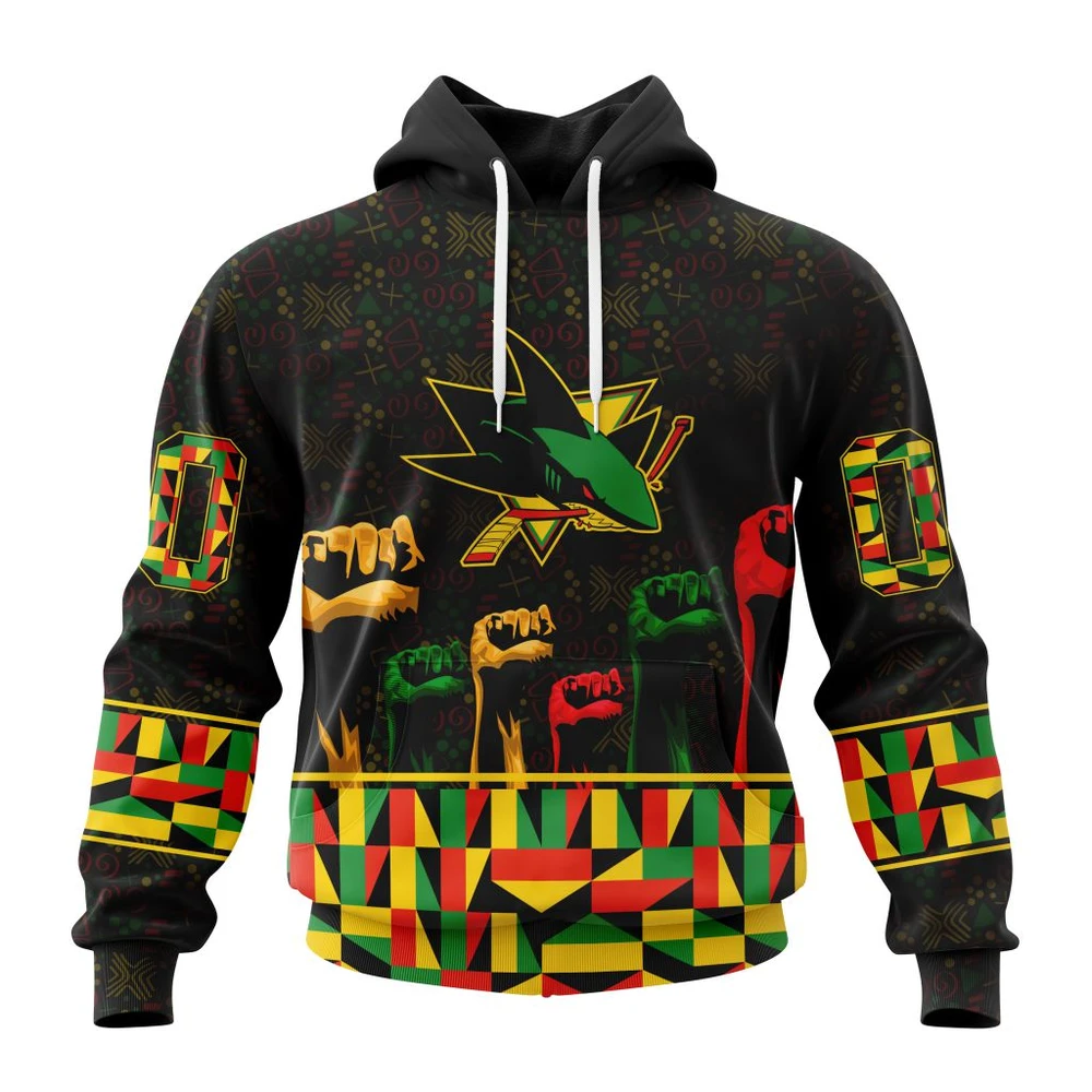 San Jose Sharks Special Design Celebrate Black History Month All Over Print Hoodie Style 29944