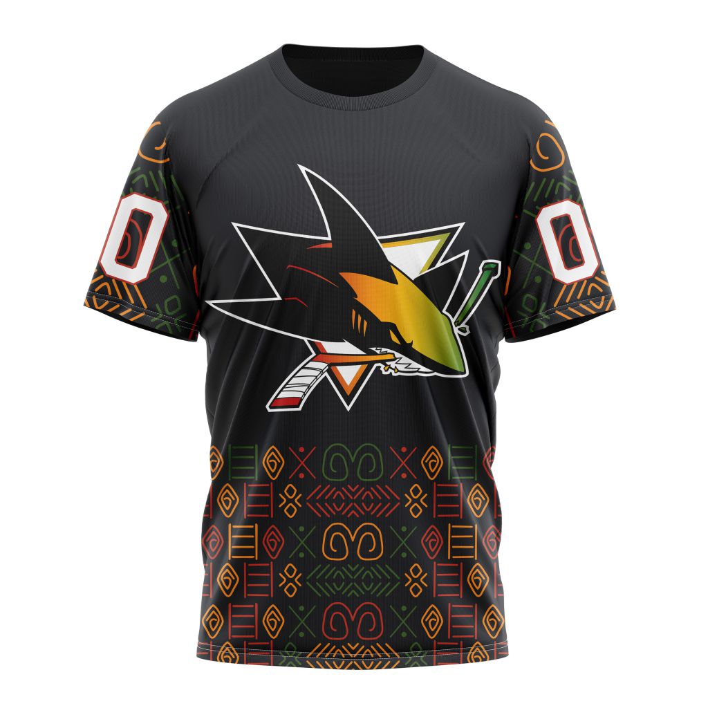 San Jose Sharks Special Design For Black History Month 01 Personalized Name And Number T-Shirt Oregontrailrvpk Shirt